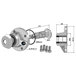 Agrolux rulleskærsnav M30 højre 80967AH